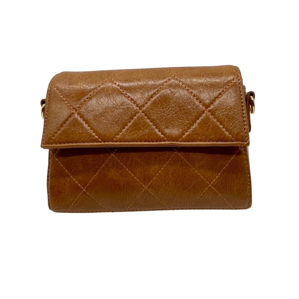 MMS Brand Brown Faux Leather Shoulder Bag